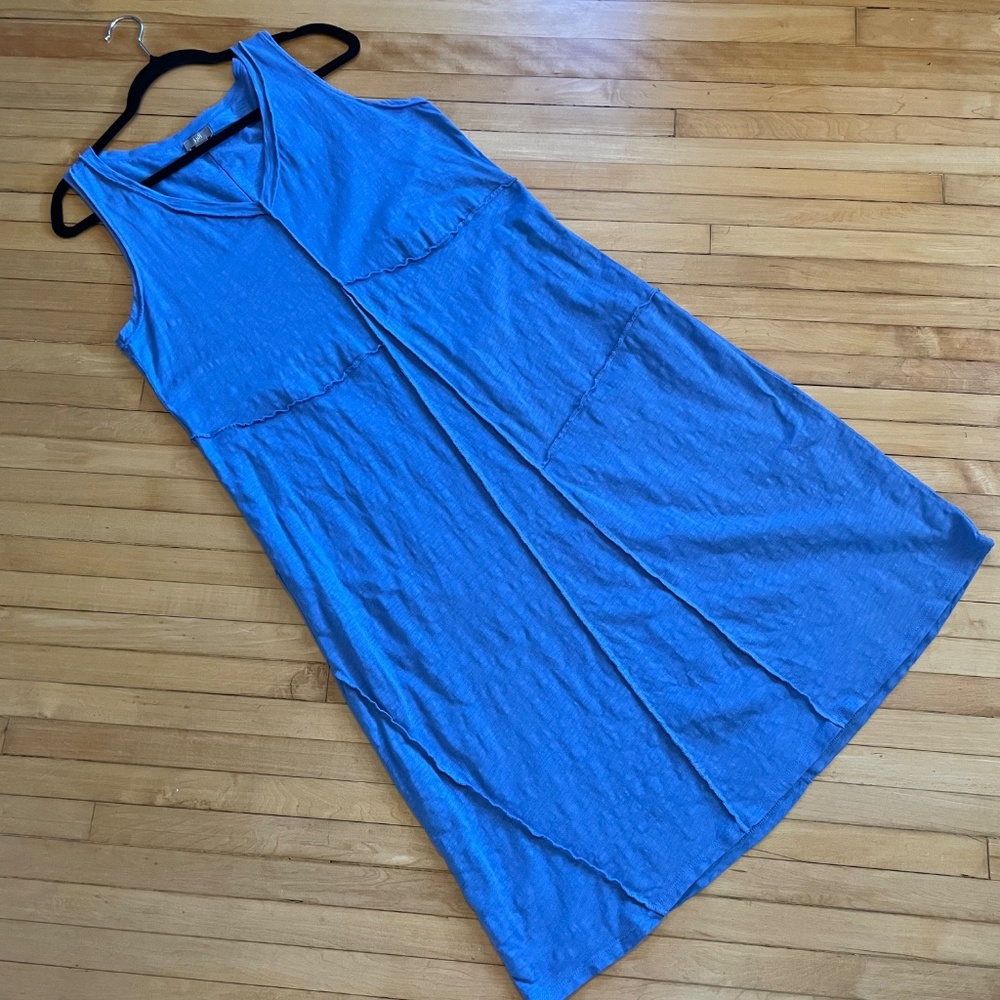 J. JILL Cotton Patchwork Pieced Midi Tank Dress Relaxed Fit Cornflower Blue
